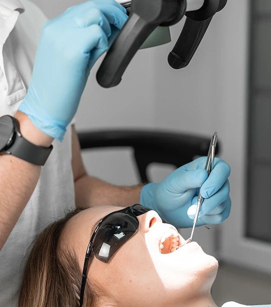 Advanced microscopic dentistry being used for a detailed root canal procedure to ensure maximum accuracy and patient safety.